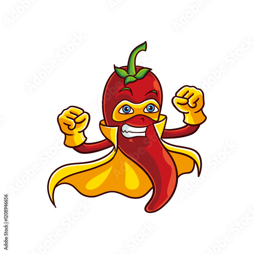 red chili superhero illustration in cartoon style