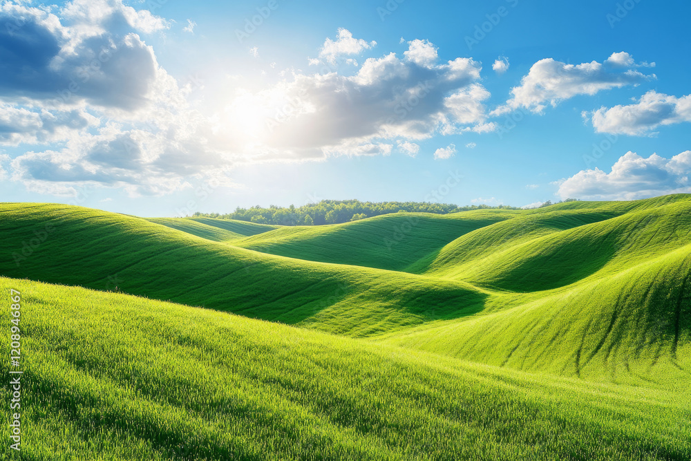 serene tuscany landscape with rolling green hills under sunny blue sky featuring verdant pastures and cumulus clouds in idyllic spring countryside scene perfect for wallpapers serene tuscany landscape with rolling green hills under sunny blue sky featuring verdant pastures and cumulus clouds in idyllic spring countryside scene perfect for wallpapers