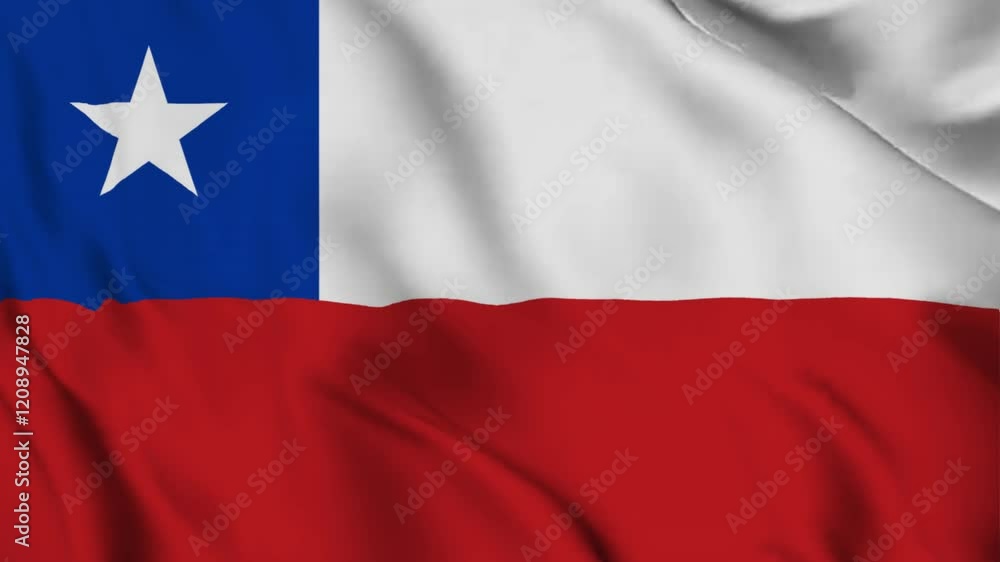 waving texture flag of chile. Seamless looping time-lapse virtual 4k video animation background waving texture flag of chile. Seamless looping time-lapse virtual 4k video animation background