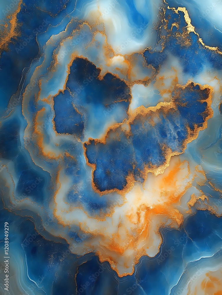 Abstract blue, gold, and white marble texture. Abstract blue, gold, and white marble texture.