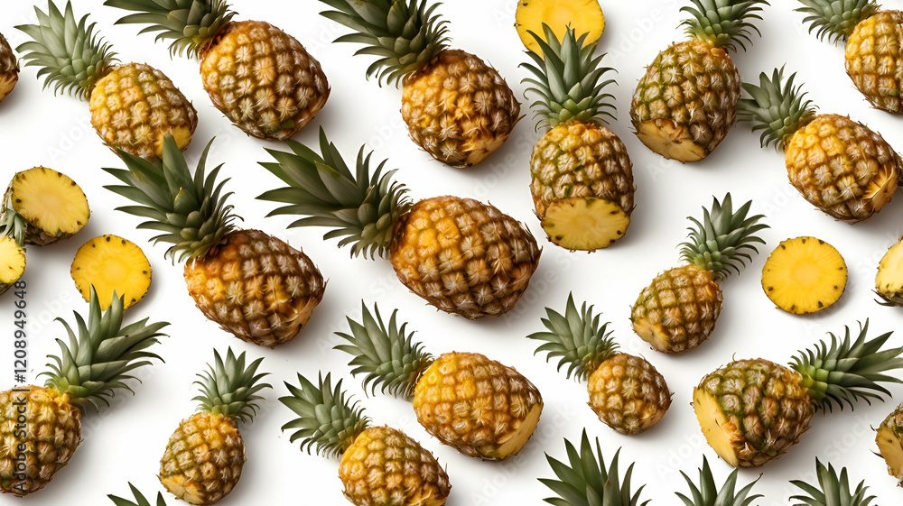 fresh pineapples isolated on white background ai fresh pineapples isolated on white background ai