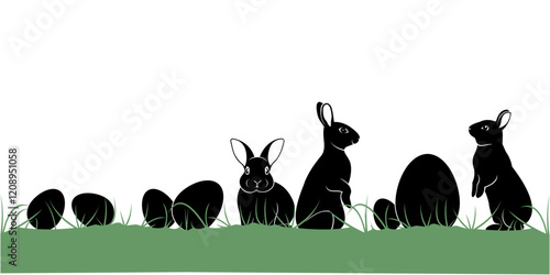 Rabbit and egg silhouette vector design for easter day eps 2