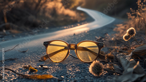 Wallpaper Mural a round sun glasses on road view ai  Torontodigital.ca