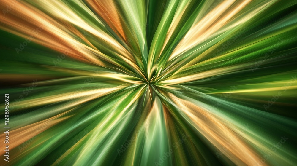 Obraz premium Abstract Green Gold Radiating Light Burst Design
