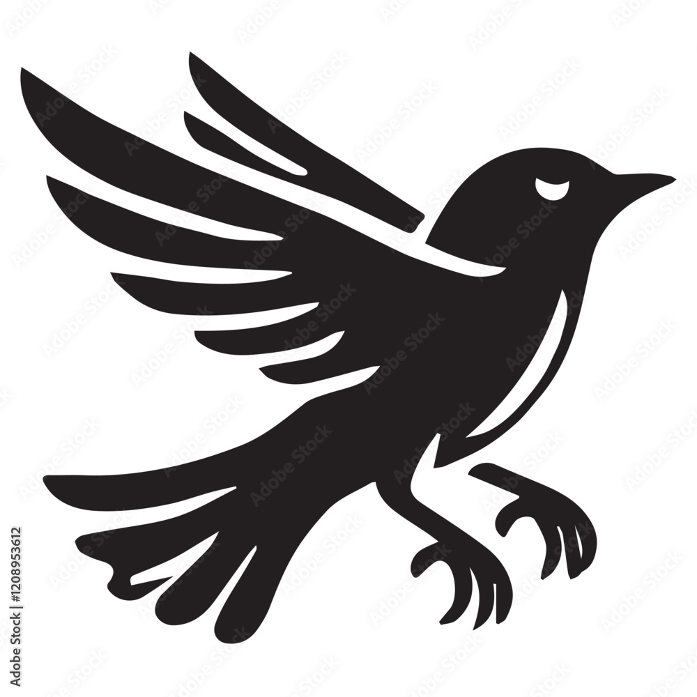 Fototapeta premium Silhouette of a bird on white background