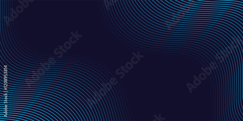 Abstract glowing wave lines on dark blue background. Dynamic wave pattern. Modern flowing wavy lines. Futuristic technology