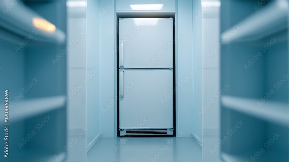 Modern minimalist refrigerator in bright kitchen with clean lines and spacious layout Modern minimalist refrigerator in bright kitchen with clean lines and spacious layout
