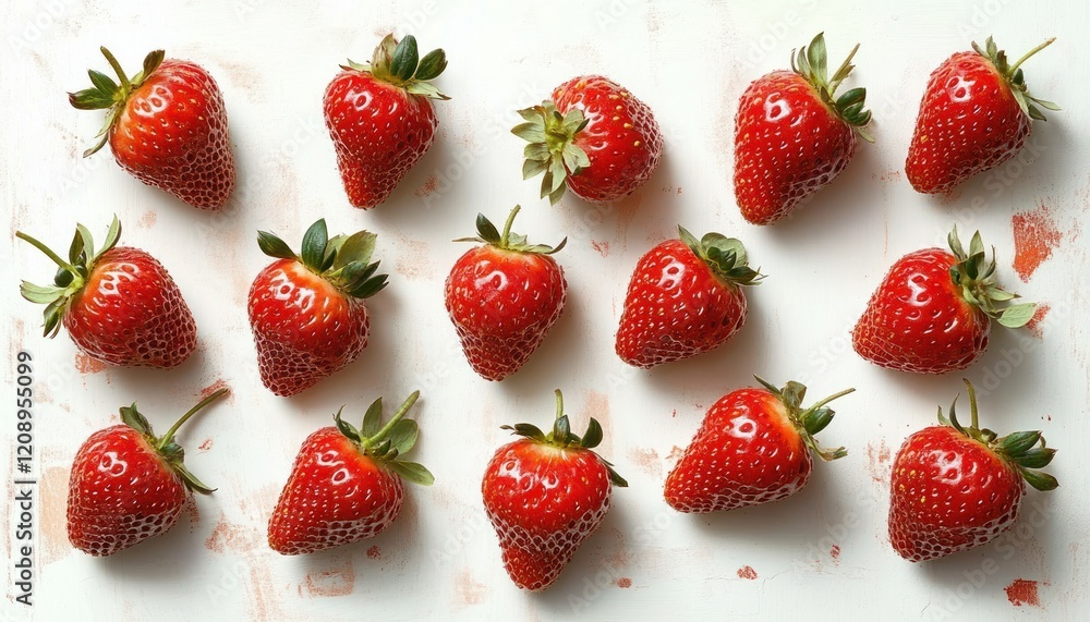 Strawberries on a White Background Creative Layout Flat Lay Food Concept Macro Photography Strawberries on a White Background Creative Layout Flat Lay Food Concept Macro Photography