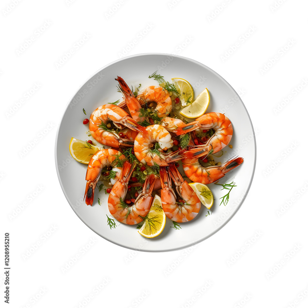Gambas Al Ajillo presented served in a plate Gambas Al Ajillo presented served in a plate