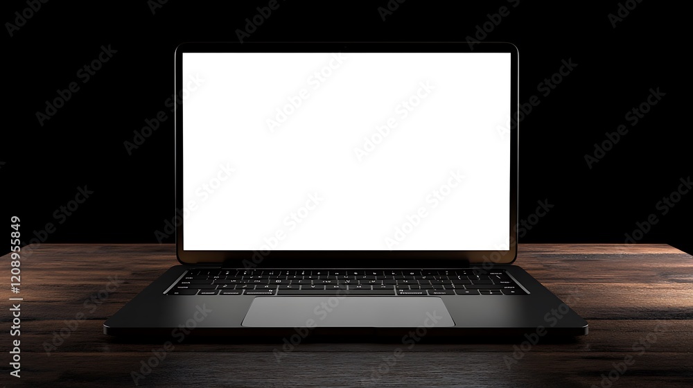 Fototapeta premium Wooden Table Workspace with Laptop, Flowers, and Coffee