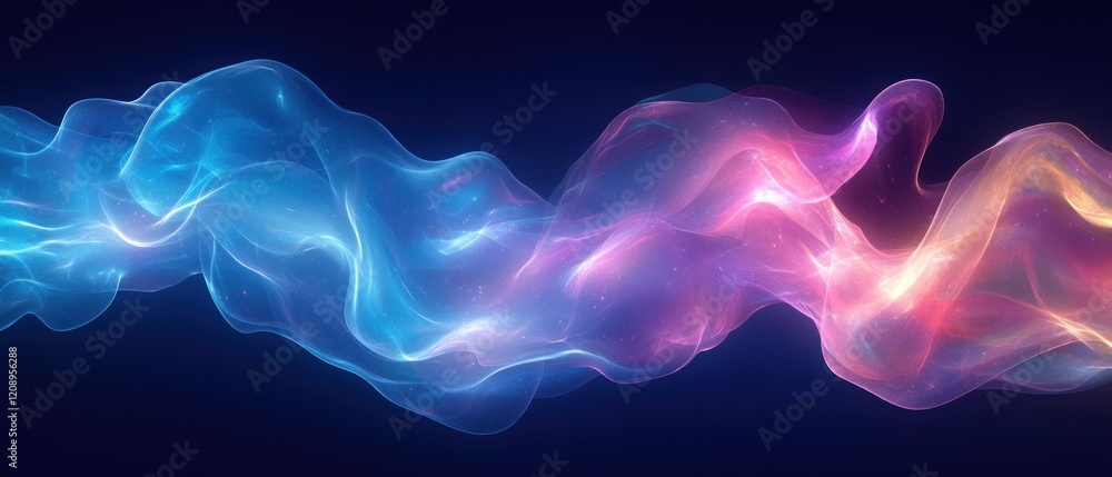 Fototapeta premium Abstract waves of light flowing in dark space