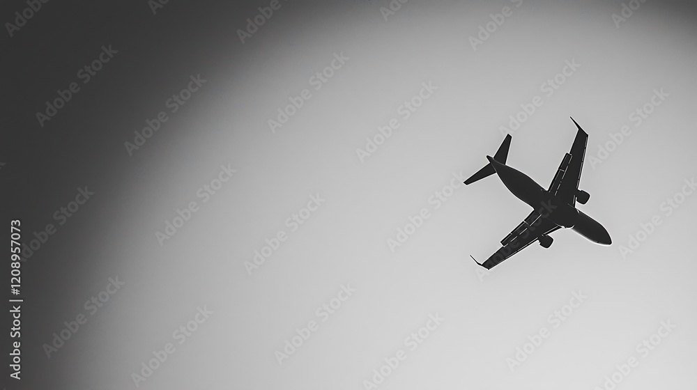 A simple silhouette of an airplane with clean lines and no additional details, placed against a white background, creating a minimalist aesthetic A simple silhouette of an airplane with clean lines and no additional details, placed against a white background, creating a minimalist aesthetic
