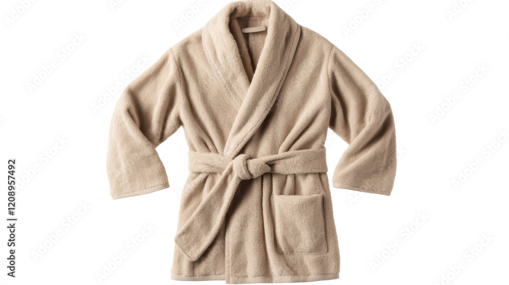 Soft Beige Bathrobe isolated on white background Soft Beige Bathrobe isolated on white background
