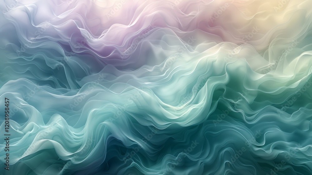 Abstract waves of teal, white, and purple. AI generative. . Abstract waves of teal, white, and purple. AI generative. .