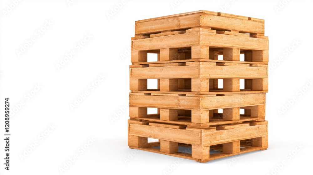 A stack of wooden pallets, commonly used for storage and transportation of goods in warehouses and shipping. A stack of wooden pallets, commonly used for storage and transportation of goods in warehouses and shipping.