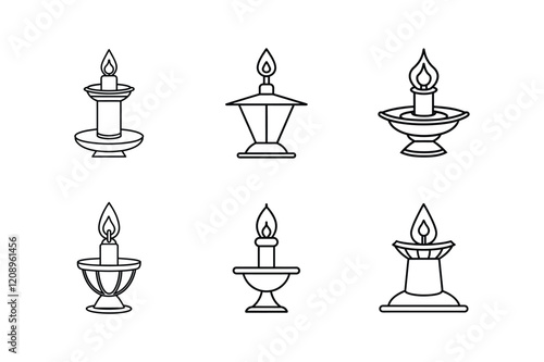 candle holder line art vector illustration