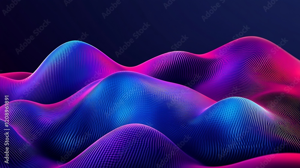 Abstract Neon Waves Digital Landscape Art Abstract Neon Waves Digital Landscape Art