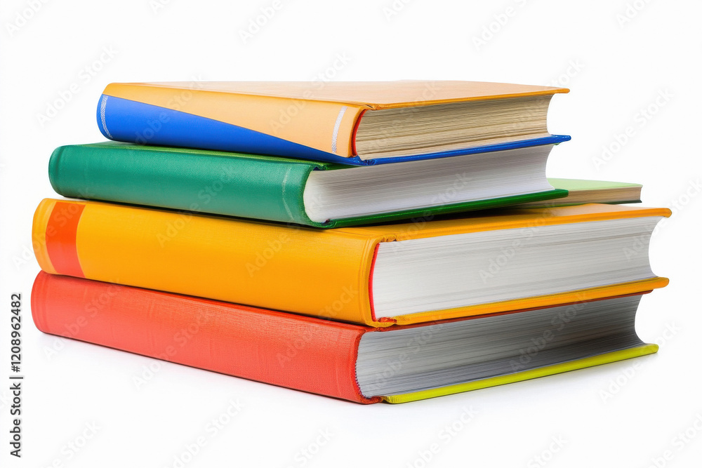 Row of colorful hardcover books on white background Row of colorful hardcover books on white background