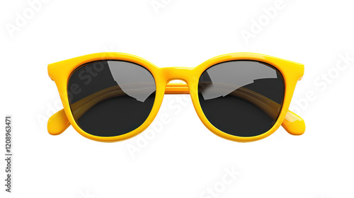 Yellow sunglasses isolated on white background 