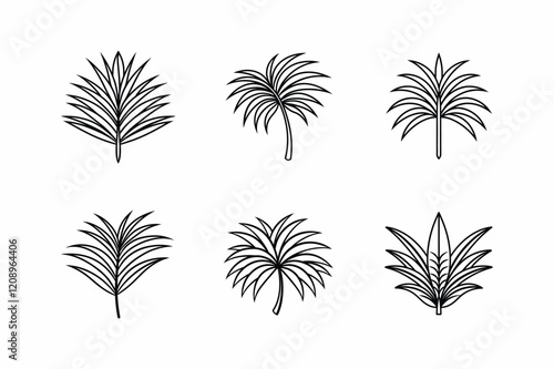 Wallpaper Mural palm leaf design line art vector illustration Torontodigital.ca