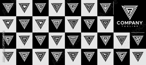 Modern technology triangle A-Z letter logo set