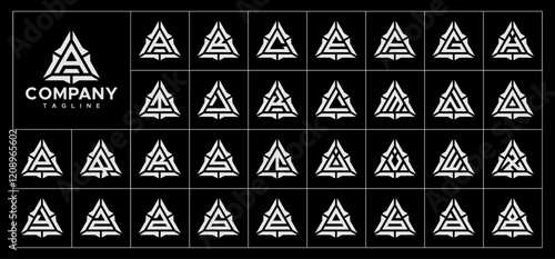 Simple abstract triangle A-Z letter logo set