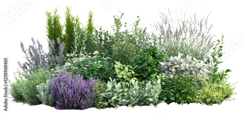 Fototapeta Naklejka Na Ścianę i Meble -  PNG Various shrubs and perennials plants foliage garden.