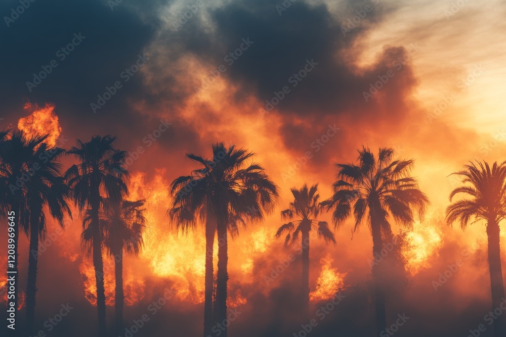 A palm trees on fire. A palm trees on fire.