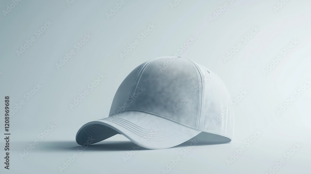 Mockup of a white baseball cap ,Full depth of field, isolated on white background Mockup of a white baseball cap ,Full depth of field, isolated on white background