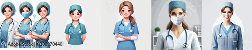 collection of very beautiful female surgeon vector characters