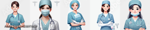 collection of very beautiful female surgeon vector characters