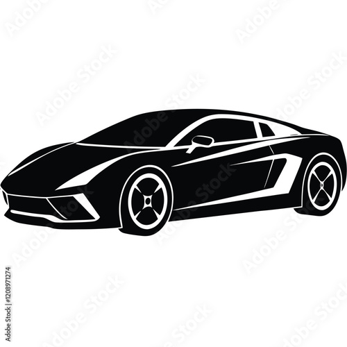 A sleek sports car with a low body and simple curves.