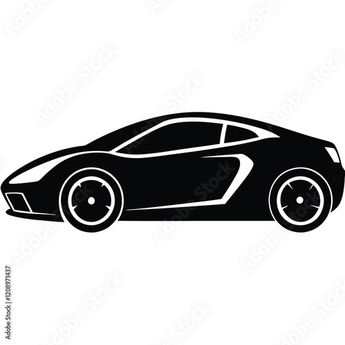 A sleek sports car with a low body and simple curves.