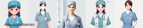 collection of very beautiful female surgeon vector characters