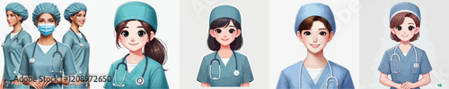 collection of very beautiful female surgeon vector characters