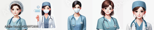 collection of very beautiful female surgeon vector characters