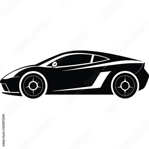 A sleek sports car with a low body and simple curves.