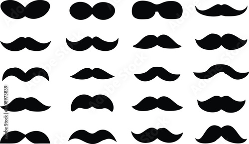 Set of mustache icon vector, Moustache Silhouette