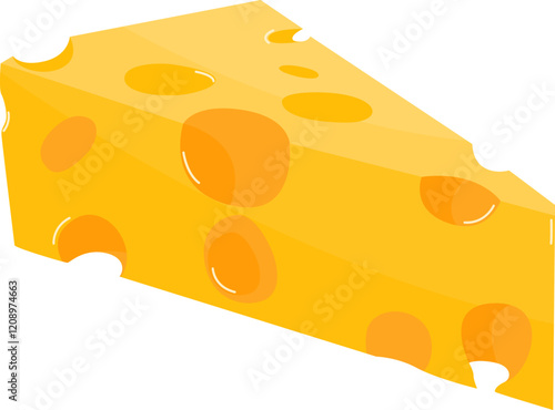 Cartoon Illustration of Cheddar Cheese Block