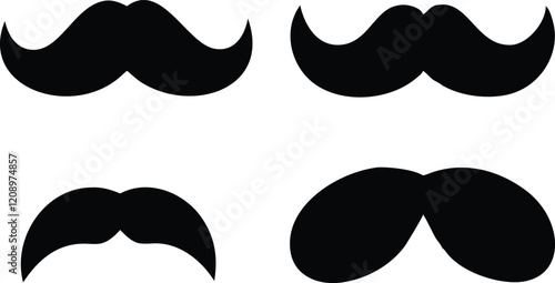 Set of mustache icon vector, Moustache Silhouette