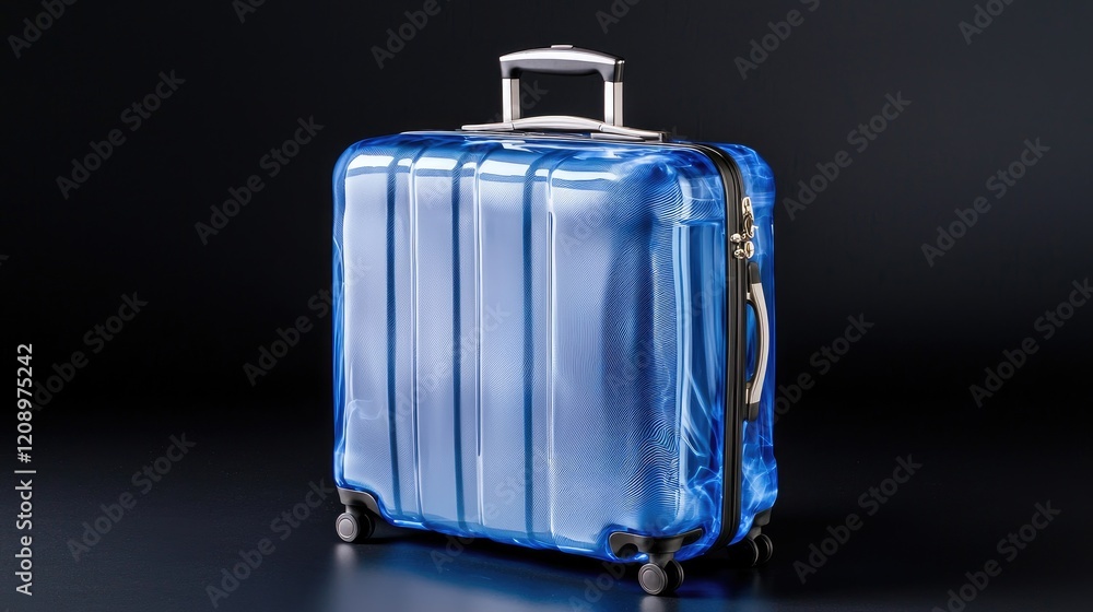 Blue suitcase, travel, dark background, packing. Website banner Blue suitcase, travel, dark background, packing. Website banner