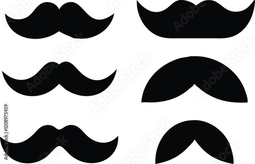 Set of mustache icon vector, Moustache Silhouette