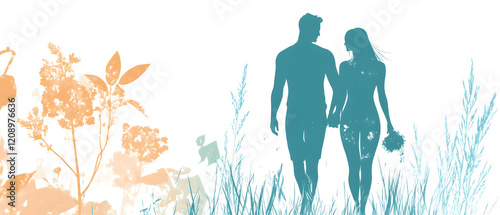 Wallpaper Mural Playful and romantic wedding couple illustrations concept and wedding accessories in hand-drawn. Torontodigital.ca