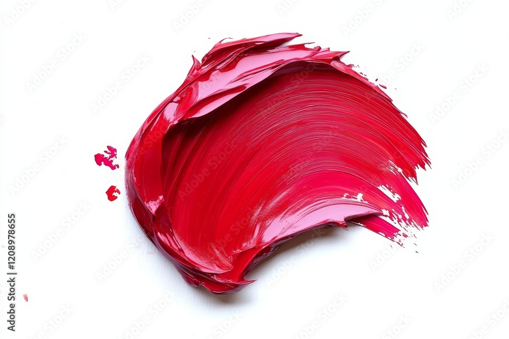 Swirl of red paint on white background.