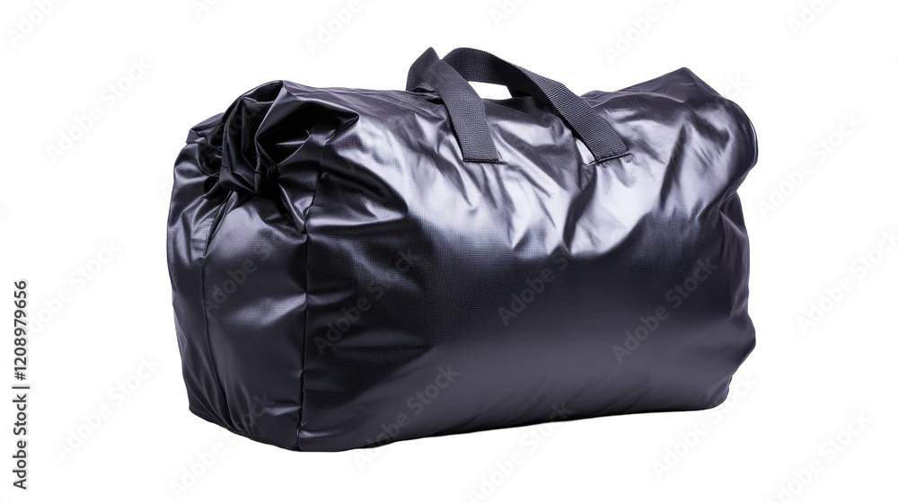 Fototapeta premium A stylish black duffel bag, perfect for travel and outdoor activities. transparent background