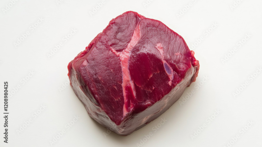 Fototapeta premium Raw Beef Steak, Red Meat, Closeup on White Background