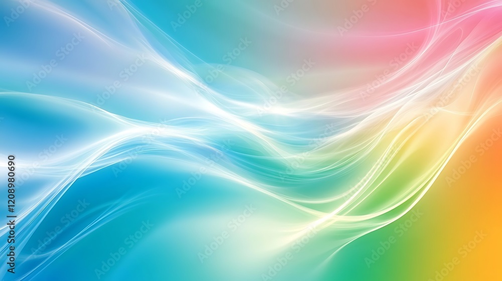 Abstract Colorful Waves Flowing Softly Across Gradient Background Abstract Colorful Waves Flowing Softly Across Gradient Background