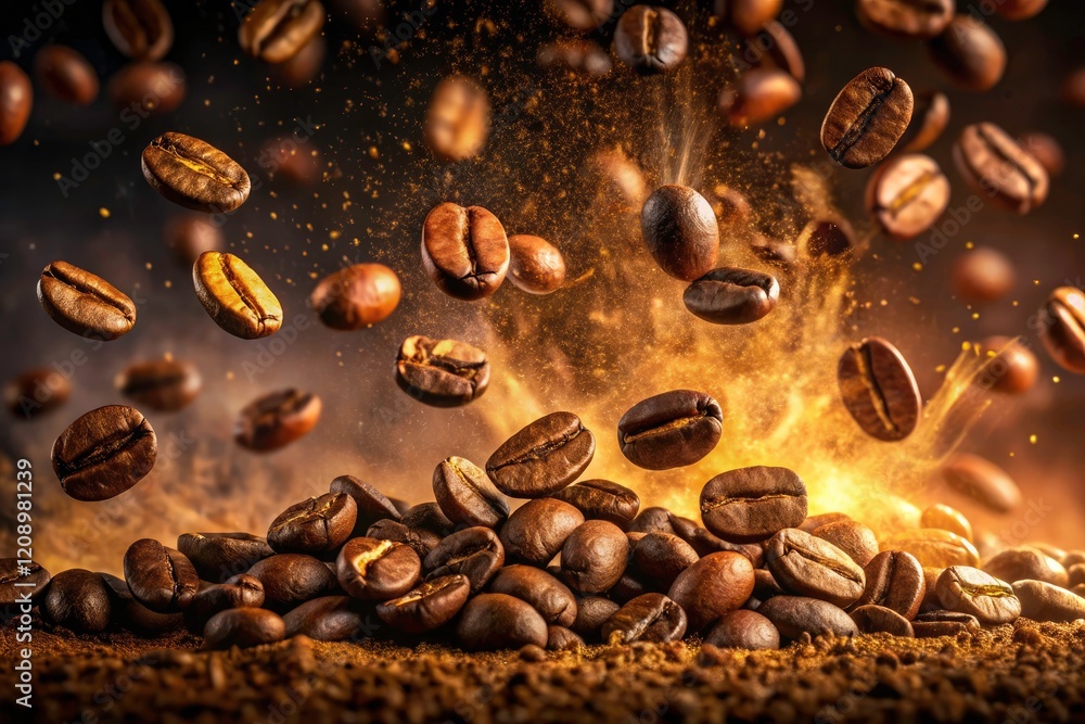 Coffee Bean Explosion: Aromatic Coffee Beans in Motion, Fashion Photography Coffee Bean Explosion: Aromatic Coffee Beans in Motion, Fashion Photography