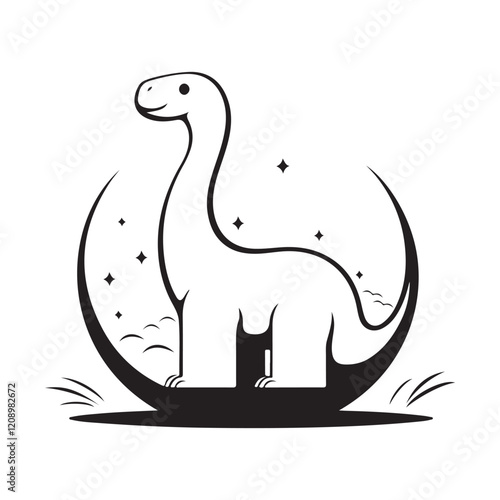 Cute Dinosaur brontosaurus logo design Vector isolated on white background.