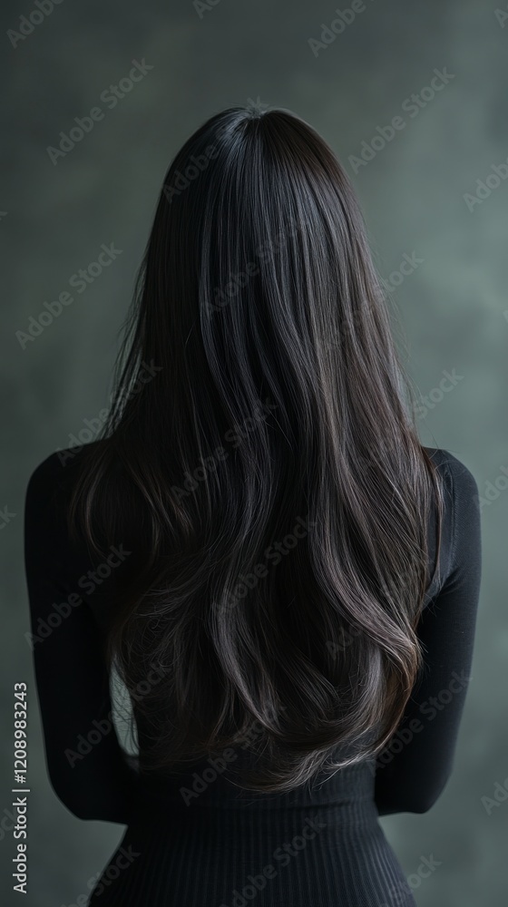 Back view of a girl with beautiful wavy brown hair. Back view of a girl with beautiful wavy brown hair.